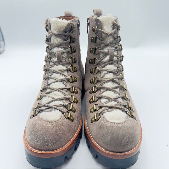 Jeffrey Campbell Culvert suede winter warm fur lace up boots block heel womans 8 - Picture 2 of 10